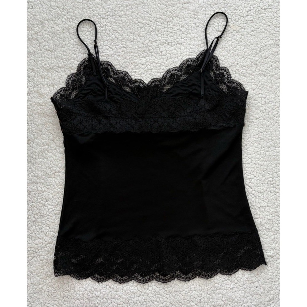 Vintage The Limited Y2K Lace Trim Sweetheart Black Slip Cami Whimsigoth Size M - Picture 10 of 10